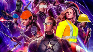 Avengers Endgame characters in safety gear